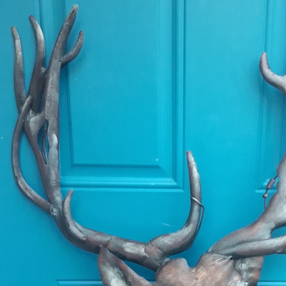 Large Metal Wall Art iron Deer Head Wall Hanging Decor Vintage for Cabin Lodge - Picture 6 of 16
